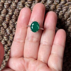 NWT Natural Green Onyx 10.9X9mm in 925 Sterling Silver Ring Size 7